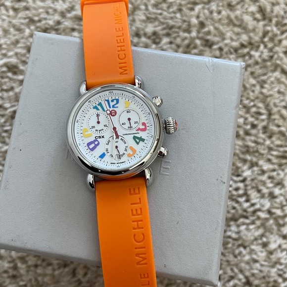 Michele Watch with Orange Strap and Colorful Dial - Picture 5 of 9